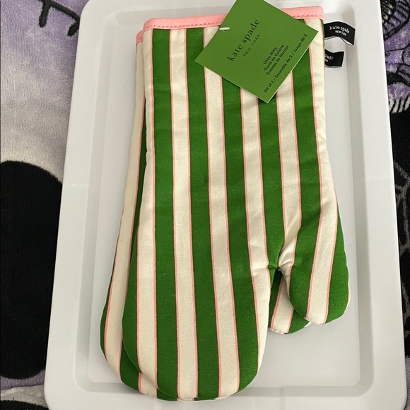 kate spade Other - Kate Spade ♠️ Green and Pink Striped Oven Mitt